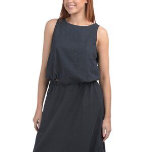 SPIGHE DI LINO Navy Linen Blend Bubble Crop Top